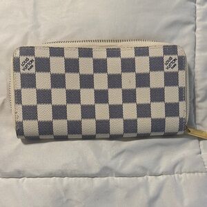 Louis Vuitton Blue and Cream Checkered Wallet